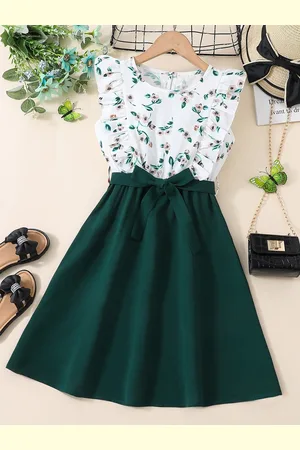 BAESD Girls Floral Print Fit & Flare Dress