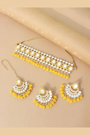 I Jewels Gold-Plated South Indian Style Kundan Studded Alloy Jewellery Set