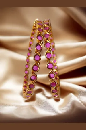 Pihtara Jewels Set Of 2 Gold-Plated Stone Studded Bangle