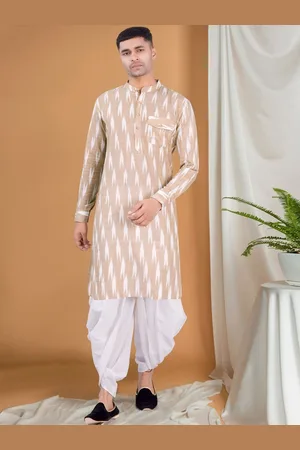 SHIWAM ETHNIX Abstract Printed Mandarin Collar Straight Kurta With Dhoti Pants