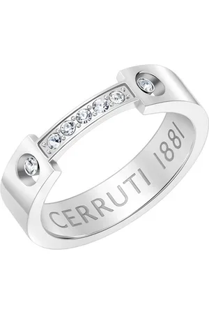 Cerruti 1881 Stainless Steel Stones Studded Band Finger Ring