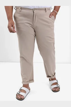 Highlander Men Beige Plus Size Slim Fit Trousers
