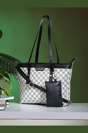 Mast & Harbour Checked Structured Tote Bag
