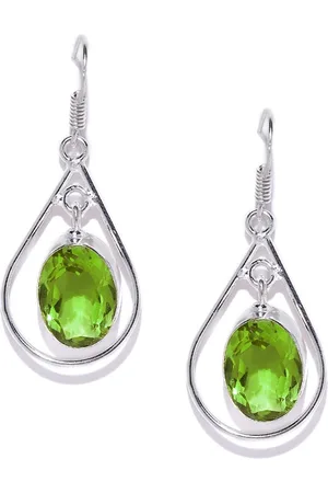 Bamboo Tree Jewels Green Teardrop Shaped Drop Earrings