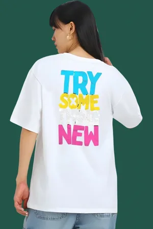 DressBerry Women Typography Printed Round Neck Cotton Oversized T-shirt