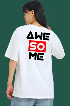 DressBerry Women Typography Printed Round Neck Cotton Oversized T-shirt