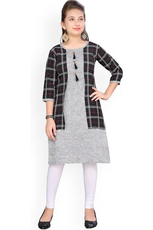 Aarika Girls Black & White Printed Kurta with Churidar