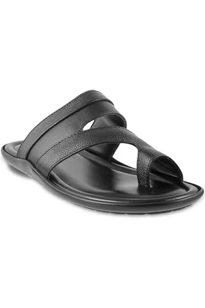 Metro Mochi Men Black Leather Sandals