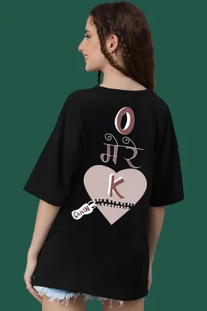 DressBerry Women Typography Printed Round Neck Cotton Oversized T-shirt