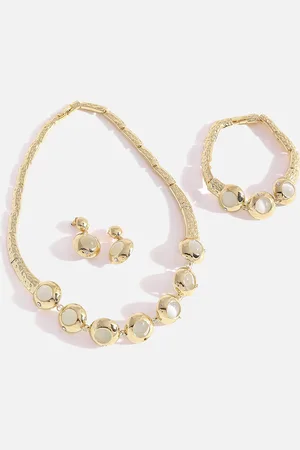 SOHI Gold-Plated White Stone Studded Jewellery Set