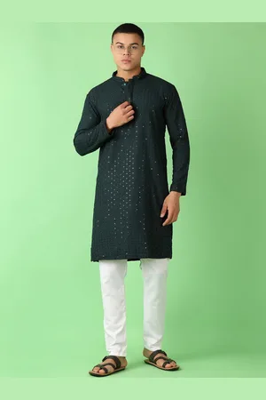 V-Mart Floral Embroidered Sequinned Mandarin Collar Kurta With Churidar