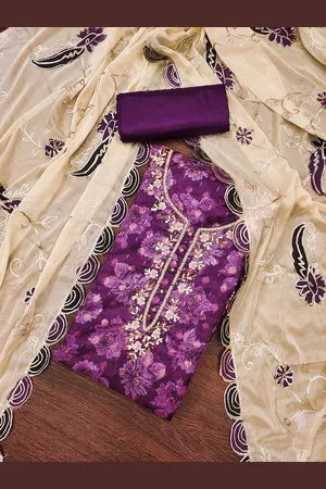 HERE&NOW Floral Embroidered Banarasi Unstitched Dress Material
