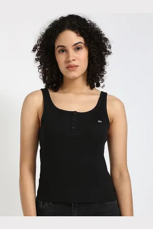 Tommy Hilfiger Women Cotton Scoop Neck Sleeveless Fitted Top