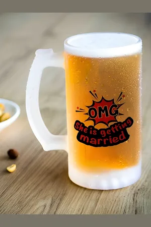 Indigifts Transparent Printed Beer Glass 470 ml
