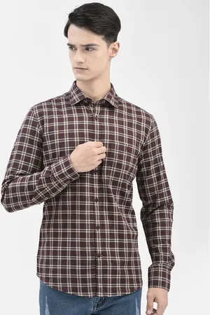 Crimsoune Club Slim Fit Tartan Checks Opaque Checked Casual Shirt