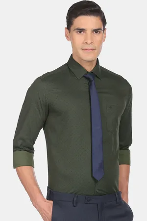 Arrow Men Green Slim Fit Printed Formal Shirt