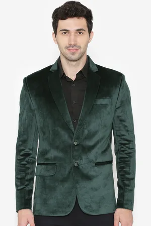 Wintage Men Green Solid Regular Fit Single-Breasted Blazer