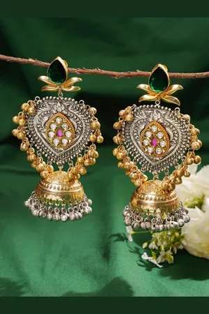 ABDESIGNS Elegant Dual Plated Dome Shaped Drop Earrings
