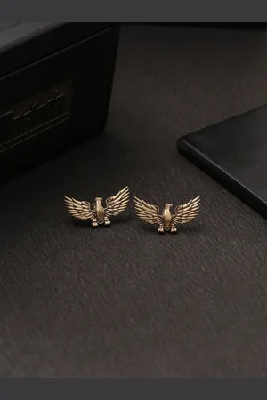 COSA NOSTRAA Men Antique Gold Flying Eagle Collar Tips Accessory Gift Set