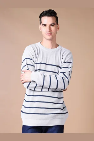 V-Mart Men Striped Round Neck Pullover