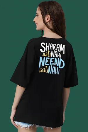 DressBerry Women Typography Printed Round Neck Cotton Oversized T-shirt