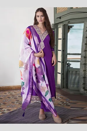 Kalini Women Regular Chanderi Silk Kurta with Trousers & With Dupatta