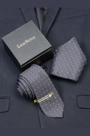 LOUIS STITCH Men Italian Silk Necktie Accessory Gift Set