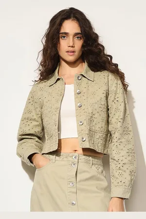 ONLY Women Crop Denim Jacket with Embroidered