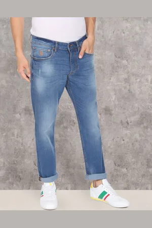 Ralph Lauren Men Blue Slim Fit Low Distress Light Fade Stretchable Jeans