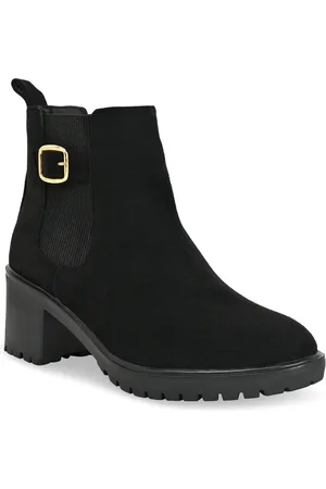 Rocia Women Buckle Detailed Suede Heeled Chelsea Boots