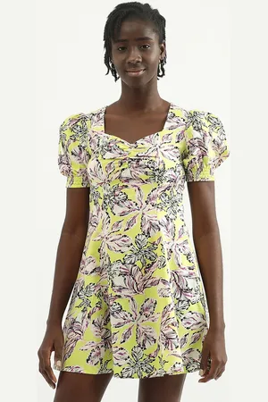 Benetton Floral Printed A-Line Cotton Dress
