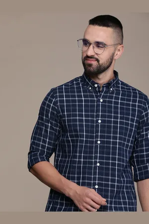 Nautica Men Pure Cotton Slim Fit Tartan Checks Casual Shirt