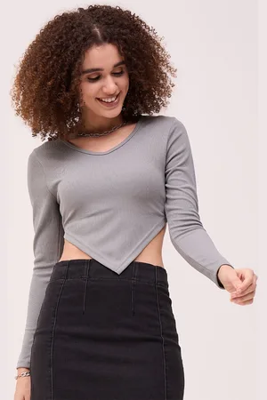Mayra Women V-Neck Long Sleeves Crop Top