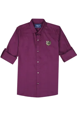 CHARCHIT Boys Comfort Spread Collar Solid Cotton Casual Shirt