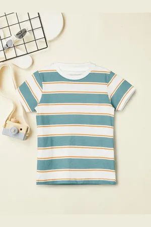 Max Collection Boys Striped Round Neck Cotton T-shirt