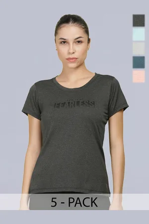 dollar Women Pack of 5 Microfiber Printed Anti Bacterial Sports T-Shirt