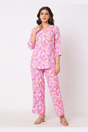 Moda Rapido Printed Three-Quarter Sleeves Top & Trousers Co-Ord Set