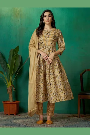 DIVASTRI Women Floral Printed Regular Gotta Patti Pure Cotton Kurta with Trousers & With Dupatta