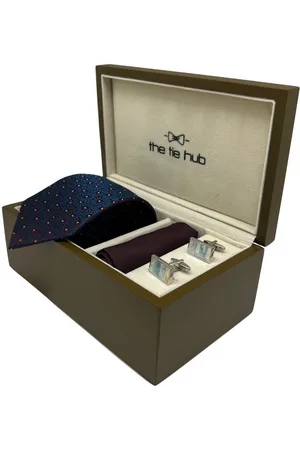 The Tie Hub Men Tie, Cufflinks, Pocket Square Accessory Gift Set