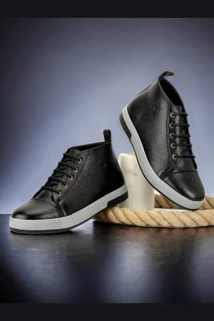 SHOZANIA Men Mid Top Lightweight Leather Sneakers