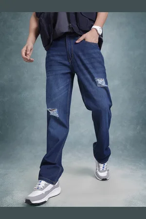 Roadster The Life Co. Men Regular Fit Low Distress Pure Cotton Ripped Jeans