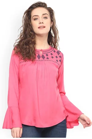 Mayra Women Pink Embroidered A-Line Top