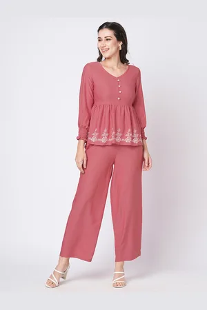 Moda Rapido Embroidered Long Sleeves Top With Trousers Co-Ords