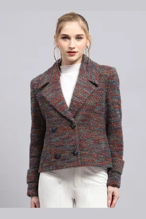 Monte Carlo Women Self-Design Double-Breasted Overcoat