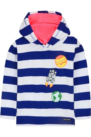 Cherry Crumble Kids White & Blue Striped Hooded Sweatshirt