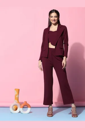Moda Rapido Round Neck Crop Top & Jacket With Trousers Co-Ords