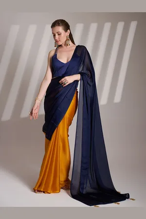 Kalista Colourblocked Satin Ready to Wear Saree