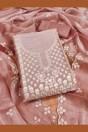 KIMISHA Embroidered Silk Chiffon Unstitched Dress Material