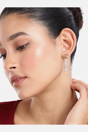 DressBerry Bow Design Stone Studded Contemporary Drop Earrings
