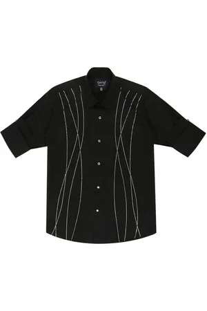 CAVIO Boys Comfort Geometric Printed Spread Collar Cotton Casual Shirt